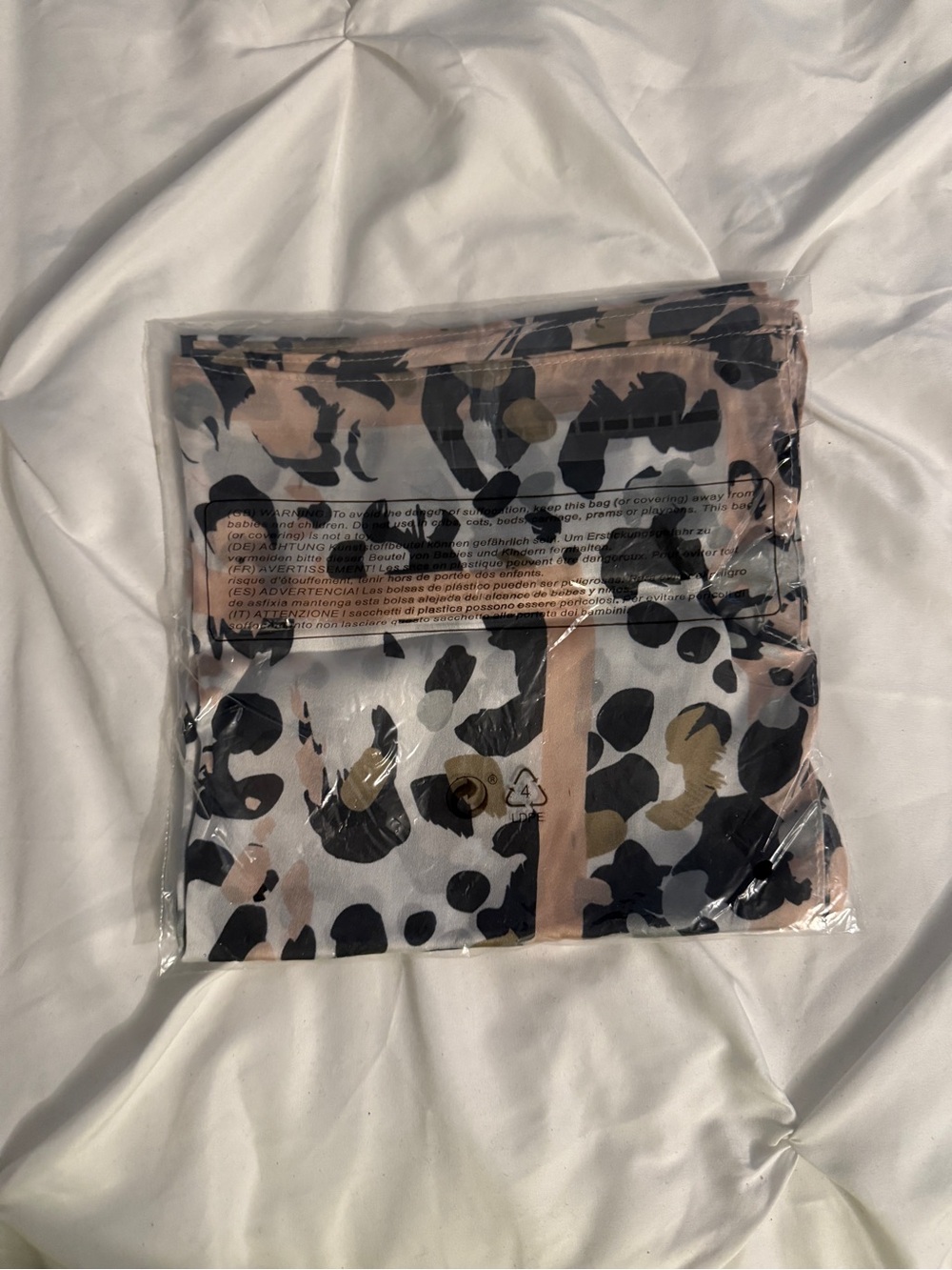 Aldo Satin Leopard Foldable Travel Pouch - Pink, Black & Nude Silk Animal Print
